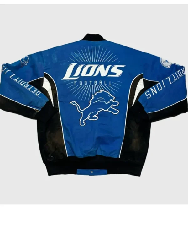 Vintage Blue Detroit Lions Racing Jacket