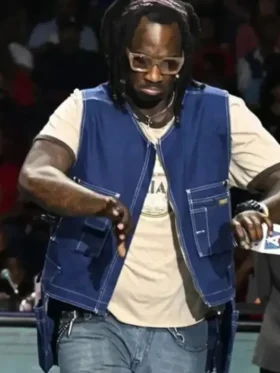 WNBA Halftime Performance Mykko Montana Blue Vest