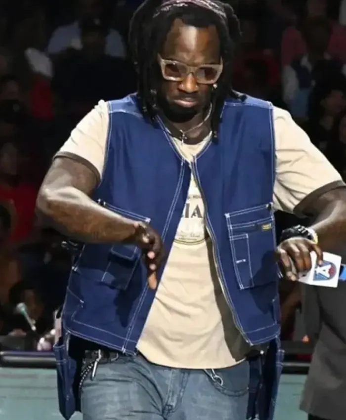 WNBA Halftime Performance Mykko Montana Blue Vest