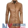 Women’s Camel Brown Real Leather Coat