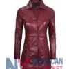 Women's Maroon Real Leather Coat