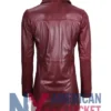 Women's Real Leather Maroon Coat