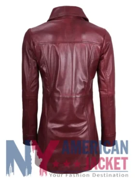 Women's Real Leather Maroon Coat