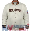 90’s Cleveland Browns White Bomber Satin Jacket