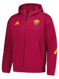 AS Roma Adidas 2025-26 Anthem Red Hooded Jacket