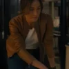 Ballard S01 Maggie Q Brown Leather Jacket