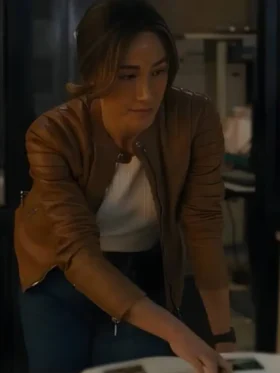 Ballard S01 Maggie Q Brown Leather Jacket