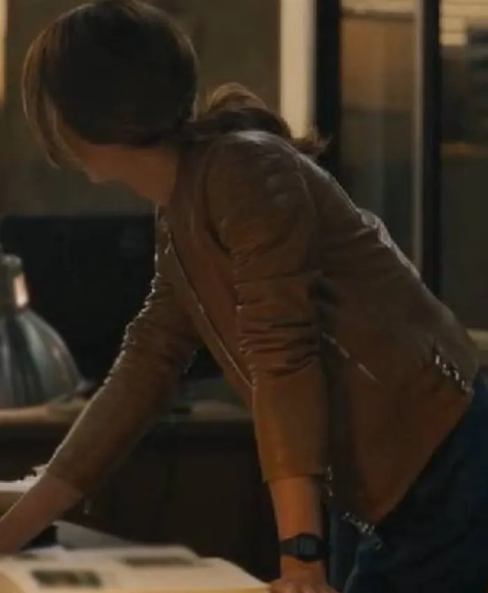 Ballard S01 Maggie Q Leather Brown Jacket