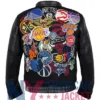 Basketball Megapatch Black Leather Wool Jacket