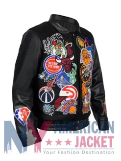 Basketball Megapatch Leather Wool Black Jacket
