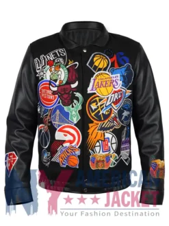 Basketball Megapatch Wool Leather Black Jacket