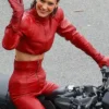 Bella Hadid The Beauty 2025 Red Cropped Moto Jacket