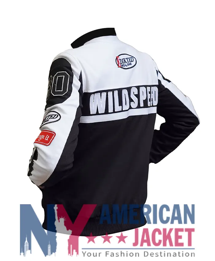 Berna J Edikted Black And White Bomber Moto Jacket