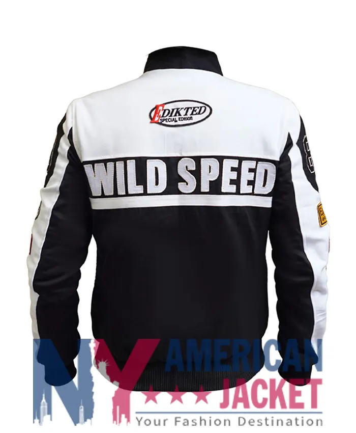 Berna J Edikted Black And White Moto Bomber Jacket