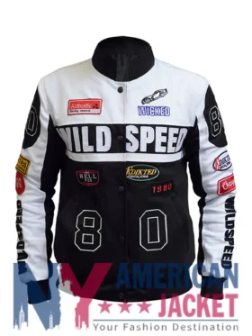 Berna J Edikted Moto Black And White Bomber Jacket