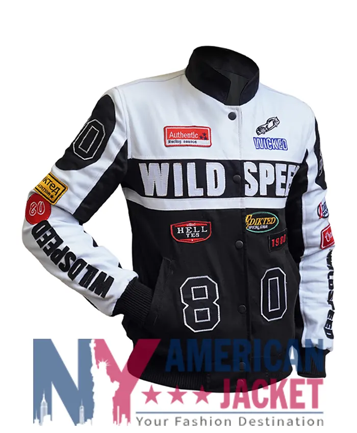 Berna J Moto Edikted Black And White Bomber Jacket