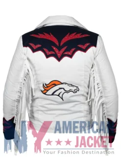 Broncos Denver Fringe Cheerleaders White Jacket