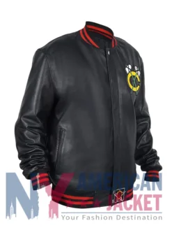 Chicago Blackhawks Leather Varsity Black Jacket