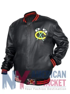 Chicago Blackhawks Varsity Black Leather Jacket