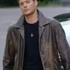 Dean Winchester Distressed Brown Long Leather Jacket