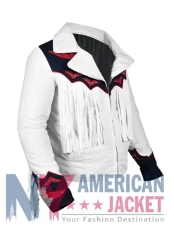 Denver Broncos White Cheerleaders Fringe Jacket
