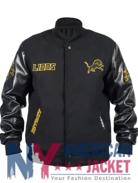 Detroit Lions Black Varsity Wool Jacket