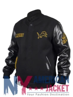 Detroit Lions Black Wool Varsity Jacket