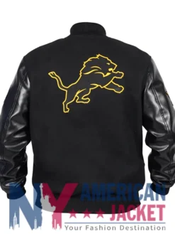 Detroit Lions Wool Black Varsity Jacket