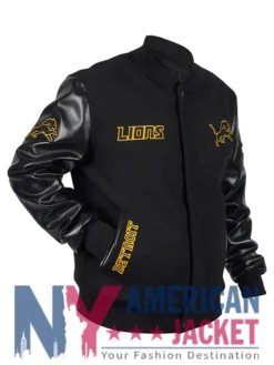 Detroit Lions Wool Varsity Black Jacket