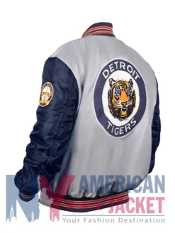 Detroit Tigers Navy And Gray Varsity Satin Jacket
