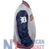 Detroit Tigers Satin Navy And Gray Varsity Jacket
