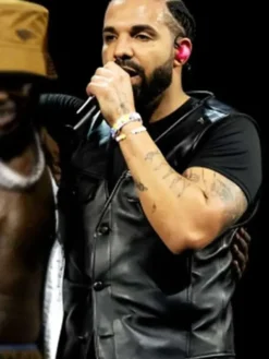 Drake Wireless Festival 2025 Black Leather Vest