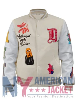 First Row Art Cropped Dealer Varsity Cream Graphic Jacket