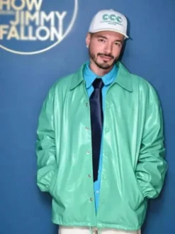 J Balvin The Tonight Show Leather Turquoise Jacket