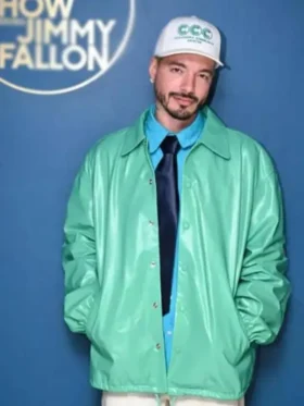 J Balvin The Tonight Show Leather Turquoise Jacket