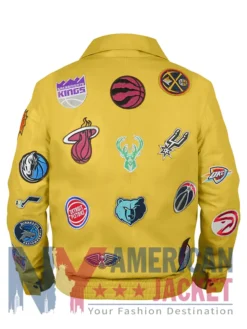 Jeff NBA Hamilton Leather Teams Collage Jacket