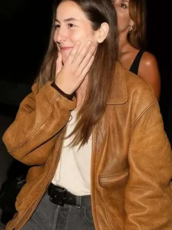 LA 2025 Alana Haim Brown Leather Jacket