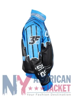 Leather Magic Orlando Blue And Black Jacket