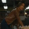 Maggie Q Ballard S01 Brown Leather Jacket