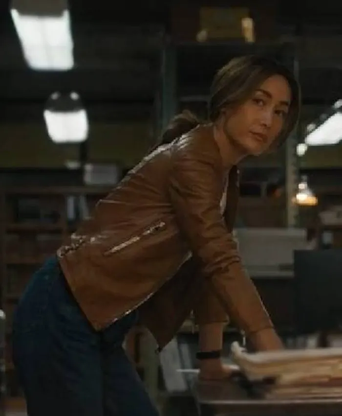 Maggie Q Ballard S01 Brown Leather Jacket