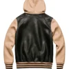 Men's Alwyn Leather Black And Beige Hoodie