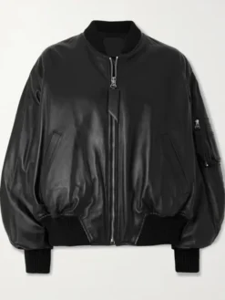 Men’s Attico Black Leather Bomber Jacket
