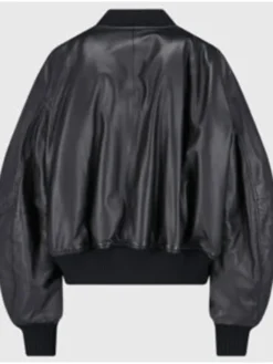 Men’s Black Leather Attico Bomber Jacket