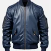 Men’s Blue Flight Bomber Leather Jacket