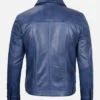 Men’s Blue Trucker Leather Jacket