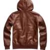 Men's Brown Pullover Leather Style Hoodie