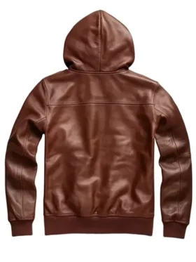 Men's Brown Pullover Leather Style Hoodie