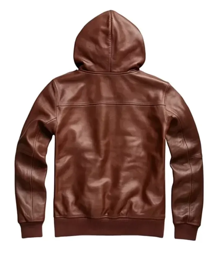 Men's Brown Pullover Leather Style Hoodie