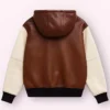 Men’s Brown Real Lambskin Leather Hoodie