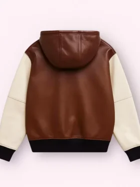 Men’s Brown Real Lambskin Leather Hoodie